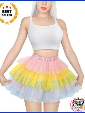 Mesh Tulle Puffy Petticoat Bubble Ballerina Tutu Skirt